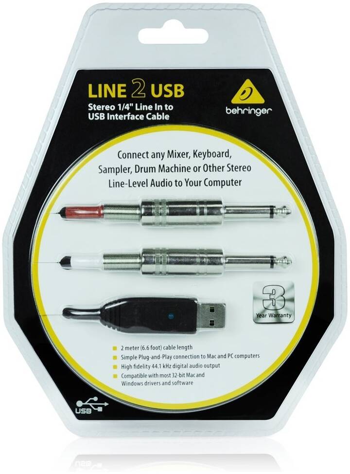 BEHRINGER LINE2USB - Инструментальный кабель BEHRINGER LINE2USB - Инструментальный кабель