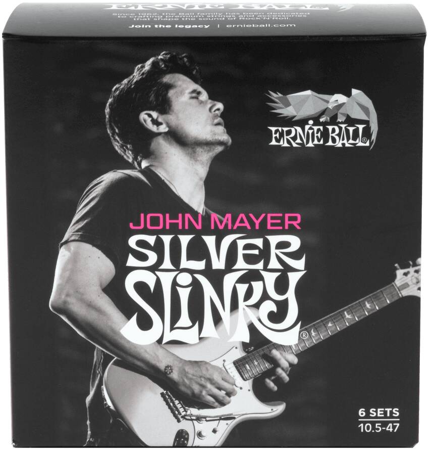 ERNIE BALL 3817 John Mayer Silver Slinky Nickel Wound 10.5-47 (pack 6) - Струны для электрогитары