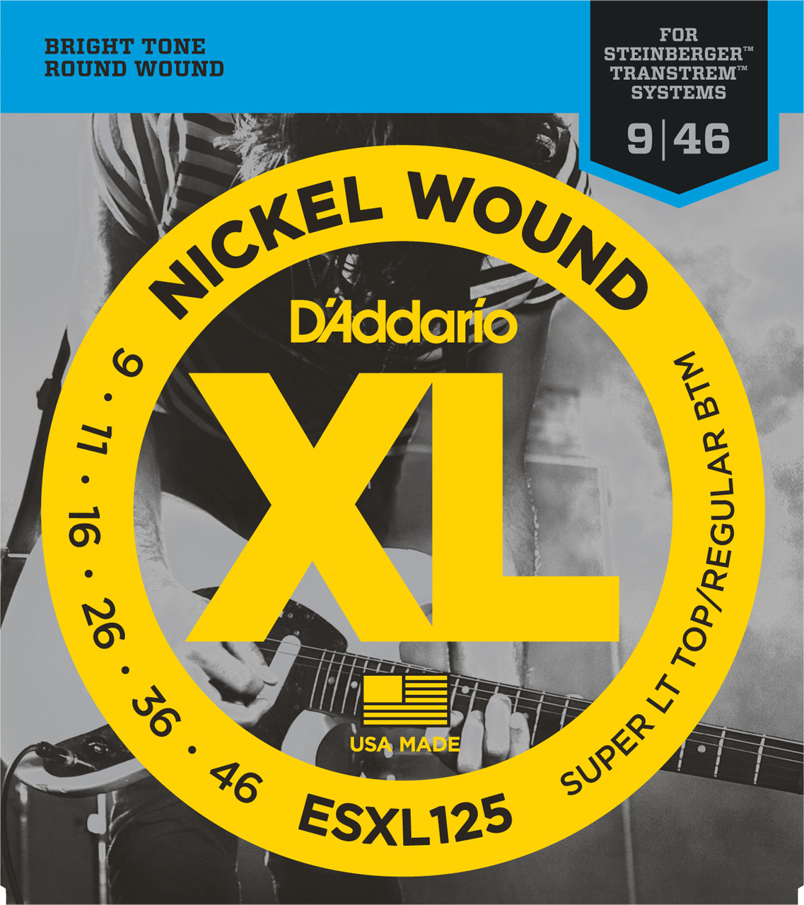 D"ADDARIO ESXL125 NICKEL WOUND SUPER LIGHT TOP/ REGULAR BOTTOM 9-46