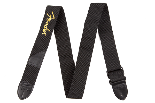 FENDER BLACK STRAP/YELLOW LOGO