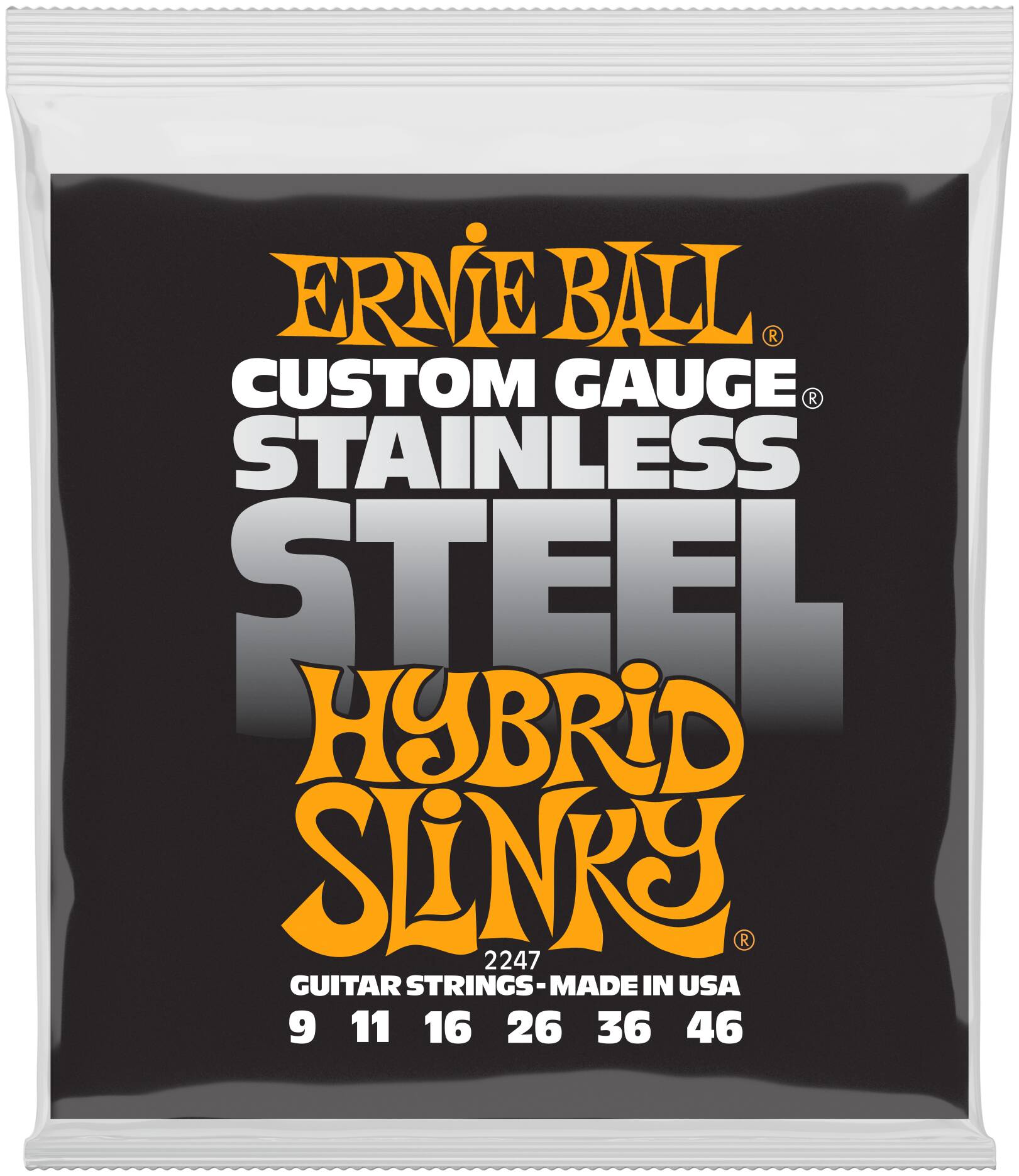 ERNIE BALL 2247 Stainless Steel Slinky Hybrid 9-46 - Струны для электрогитары