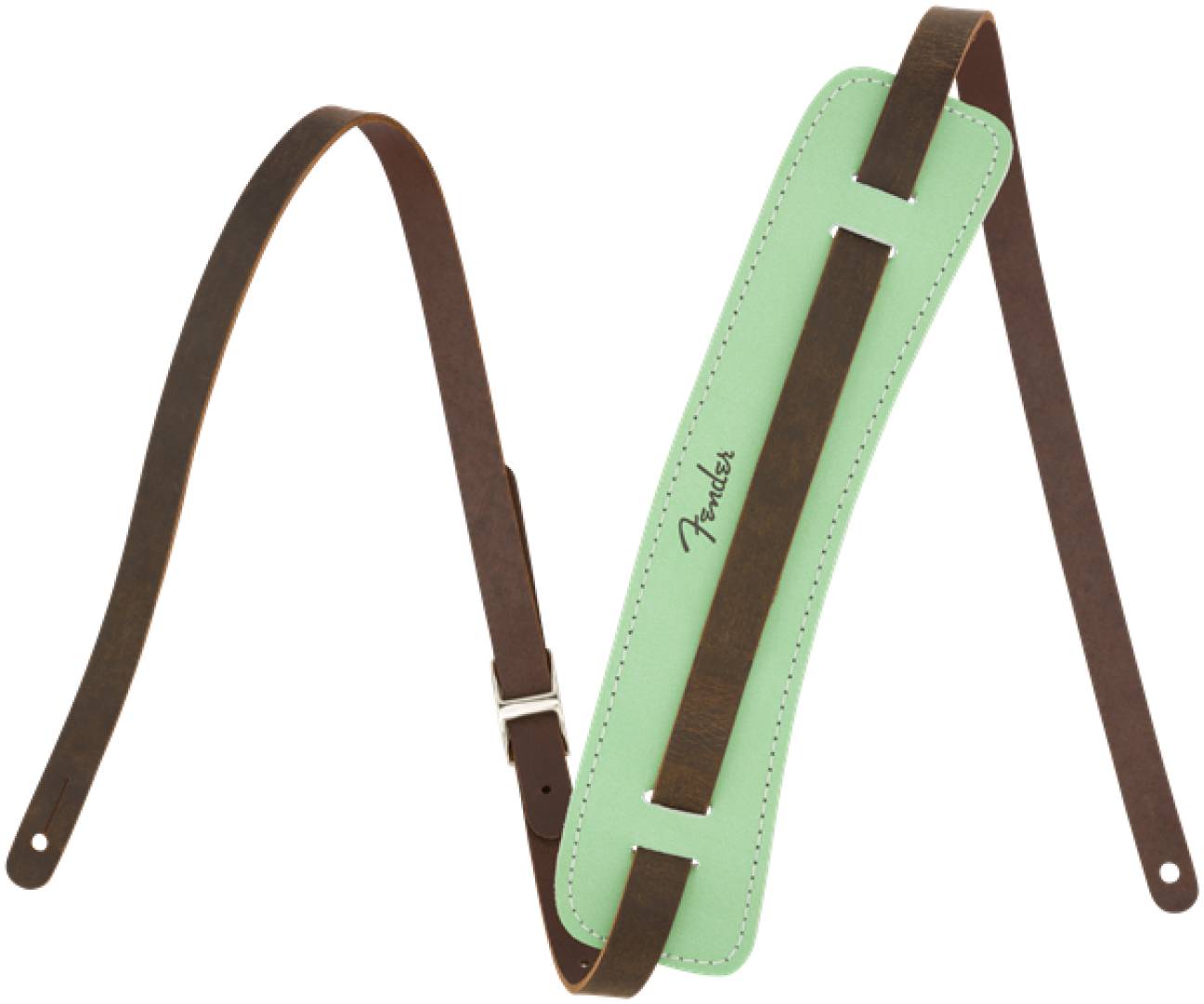 FENDER ORIGINAL STRAP SG кожаный гитарный ремень с зеленым наплечником