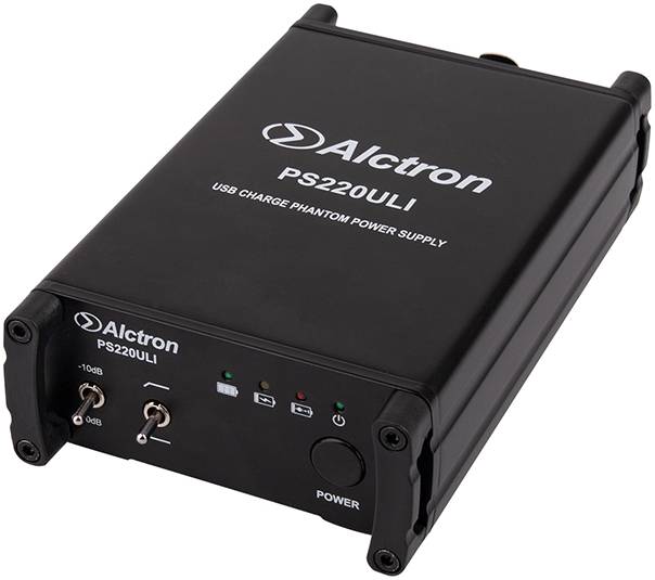ALCTRON PS220ULI Блок фантомного питания для микрофонов 48В, с аккумулятором,...