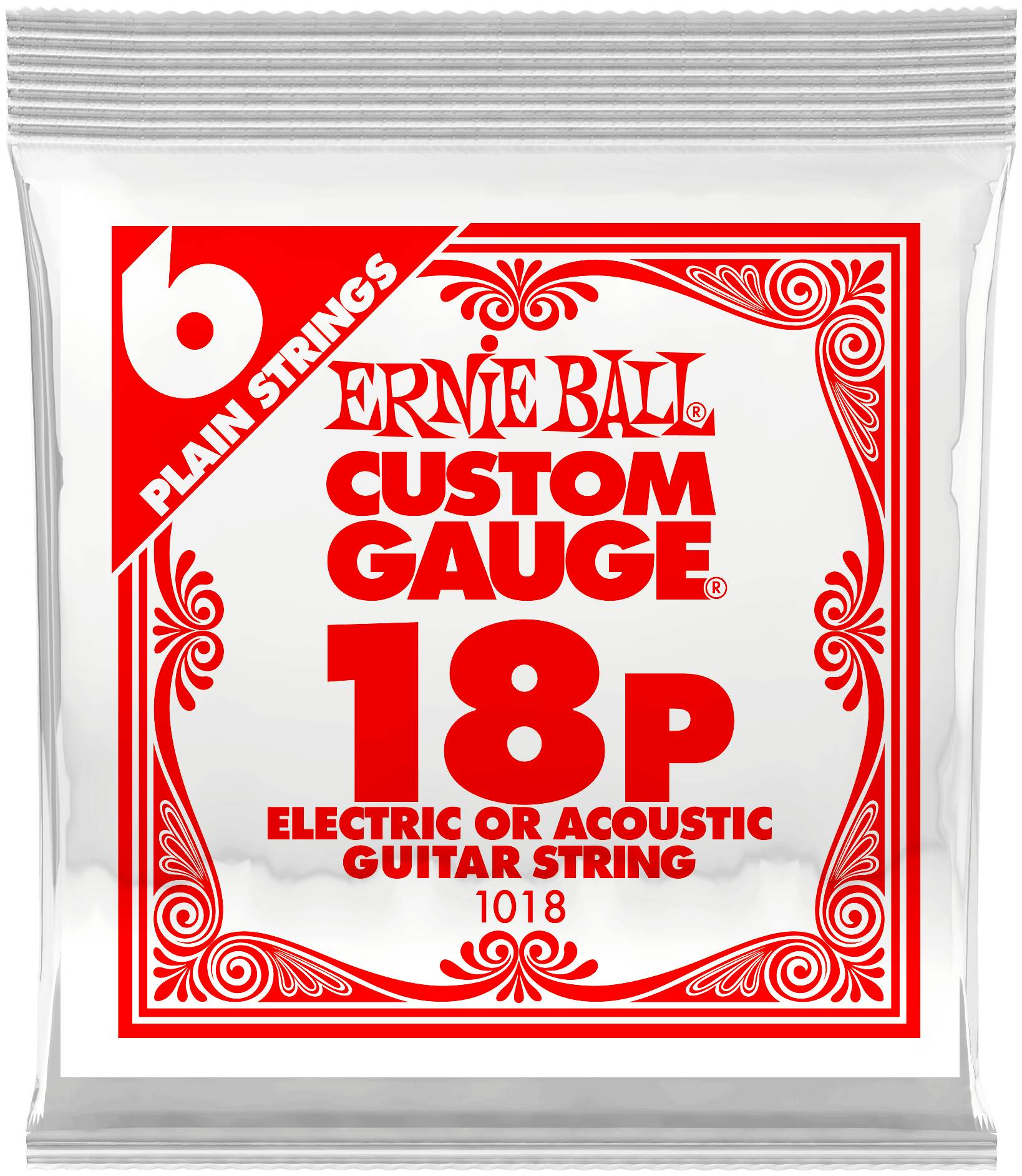 ERNIE BALL 1018 Plain Steel .018 - Струна одиночная для акустической и электрогитары