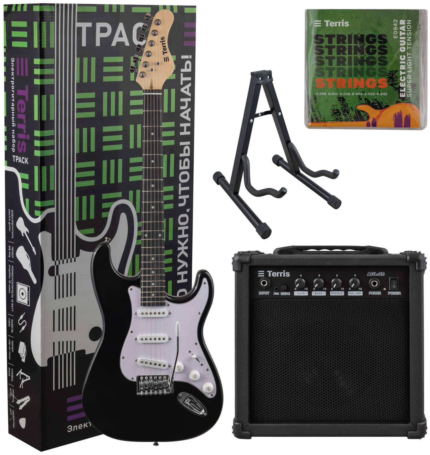 TERRIS TPACK-TST-040 BK - Электрогитара в наборе