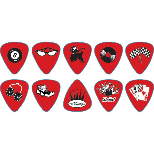 RPRKM RockaBilly Упаковка медиаторов, 12шт, красные, с рисунком, средние, D'Andrea