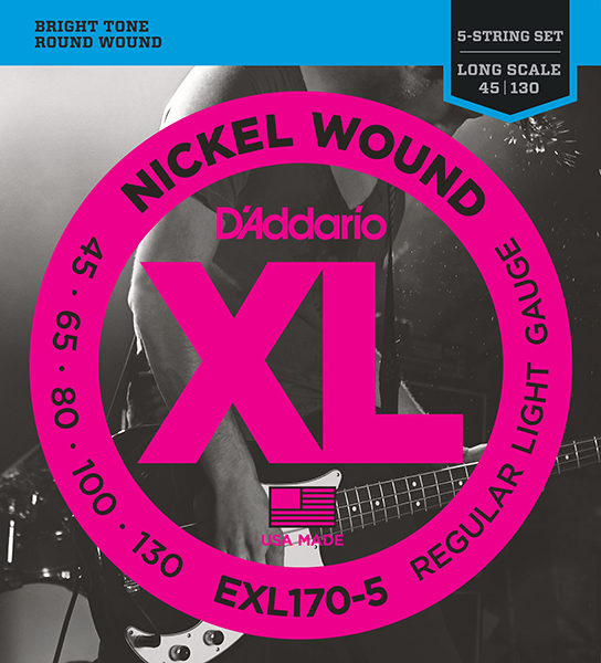 EXL170-5 XL NICKEL WOUND Струны для 5-струнной бас-гитары 5-string Long Regular Lig 45-130 D`Addario