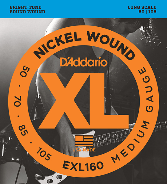 EXL160 XL NICKEL WOUND Струны для бас-гитары Long Medium 50-105 D`Addario