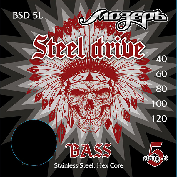 BSD-5L Steel Drive Комплект струн для 5-струнной бас-гитары, сталь, 40-120, Мозеръ
