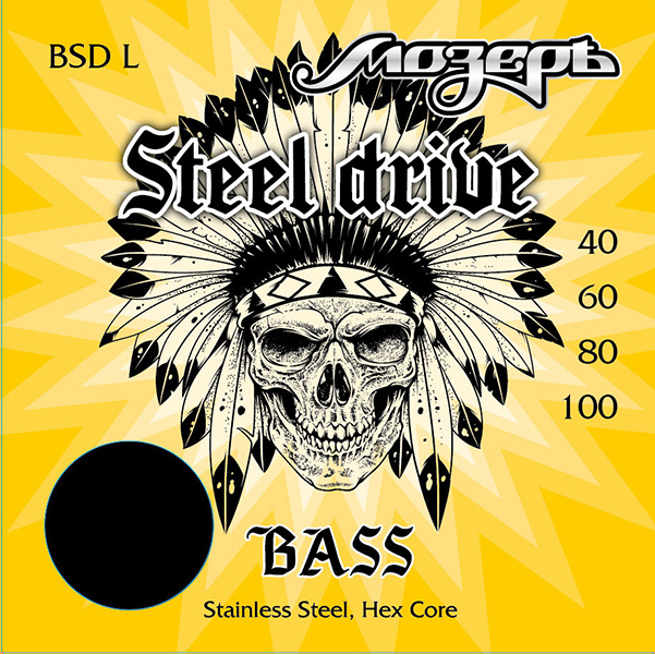 BSD-L Steel Drive Комплект струн для бас-гитары, сталь, 40-100, Мозеръ