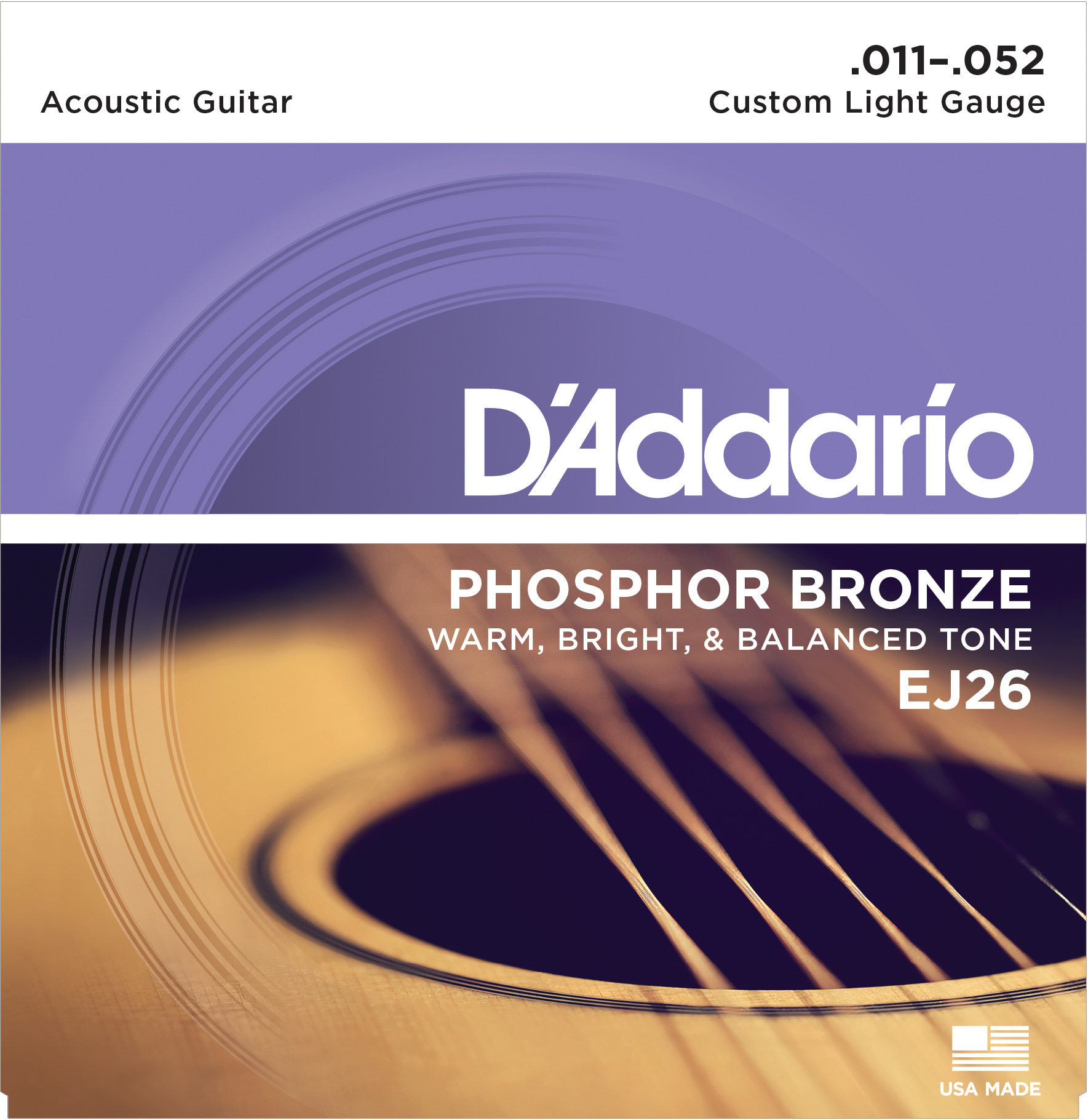 D"ADDARIO EJ26 PHOSPHOR BRONZE CUSTOM LIGHT 11-52