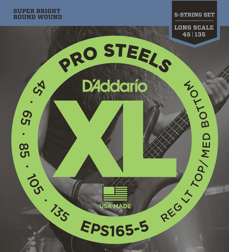 D"ADDARIO EPS165-5 PROSTEELS 5-STRING BASS CUSTOM LIGHT 45-135