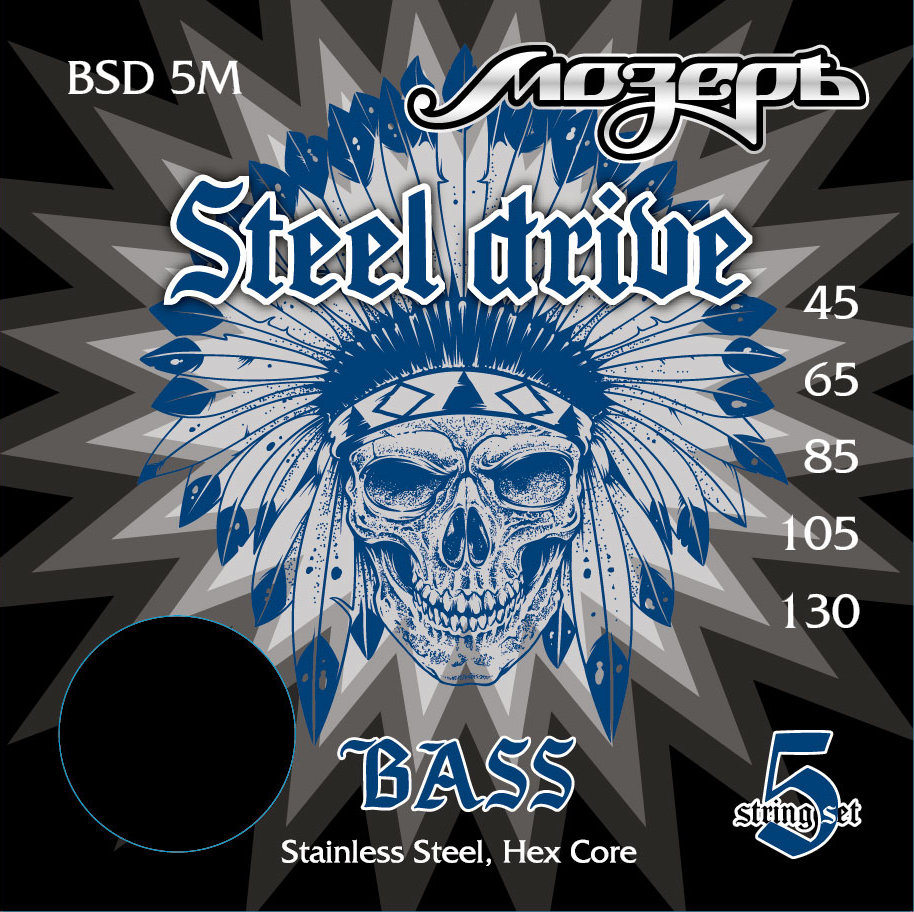 BSD-5M Steel Drive Комплект струн для 5-струнной бас-гитары, сталь, Мозеръ