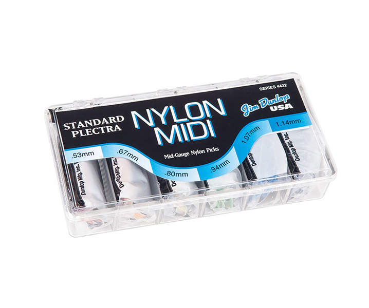 4432 Nylon Midi Standard Коробка медиаторов, 216шт, 6 толщин, Dunlop