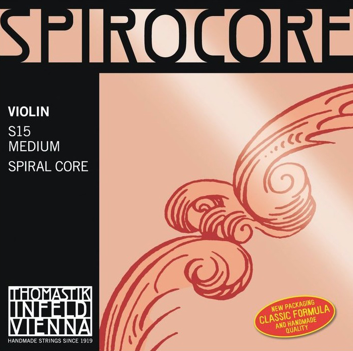 S15 Spirocore Комплект струн для скрипки размером 4/4, среднее натяжение, Thomastik
