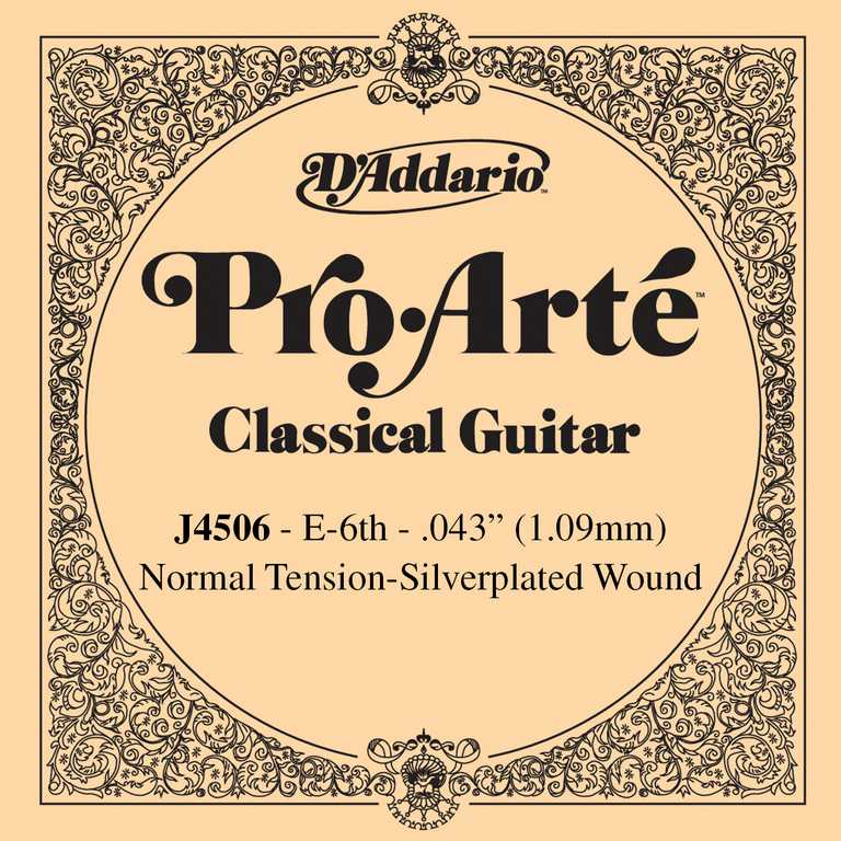 J4506 Pro-Arte Отдельная 6-ая струна для классической гитары, посеребренная, норм. натяж, D'Addario
