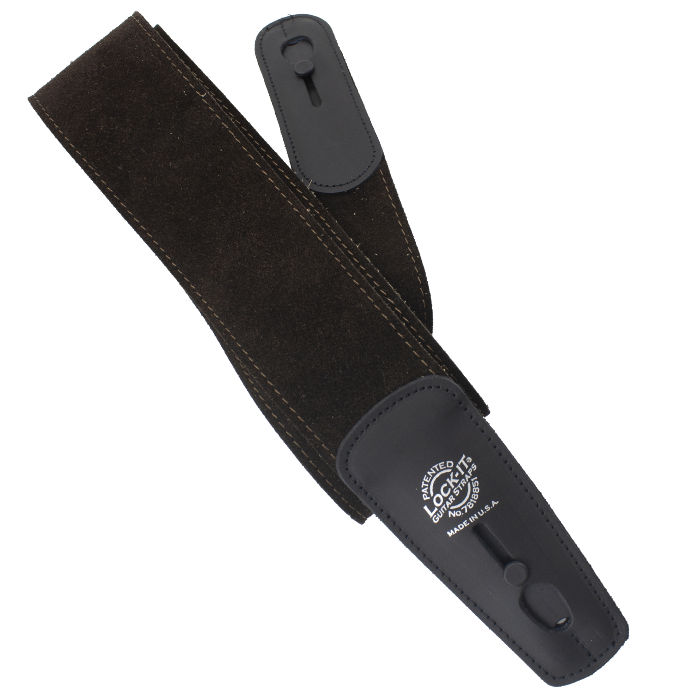 LIS-202-S275-CHC Ремень для гитары с блокировкой, замша, шоколад, Lock-It Straps, D'Andrea