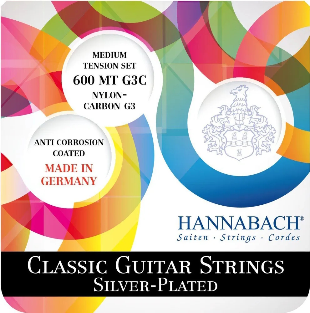 600MT-G3C Silver-Plated Комплект струн для классической гитары, среднее натяжение, Hannabach