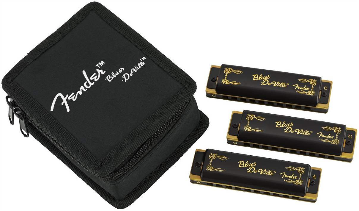 FENDER Blues DeVille Harmonica Pack of 3 with Case губная гармоника, набор...