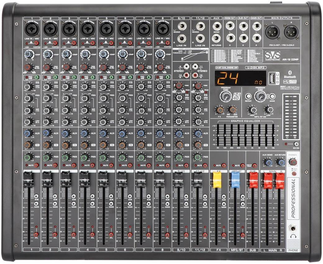 SVS AUDIOTECHNIK AM-12 COMP Микшерный пульт аналоговый, 12-канальный, 24...