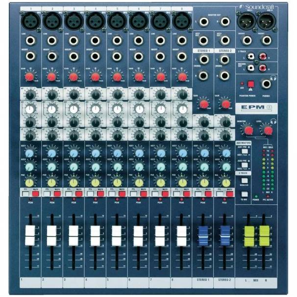 Soundcraft EPM8 микшерный пульт 8 моно, 2 стерео, 2 Aux, фейдеры 60мм....