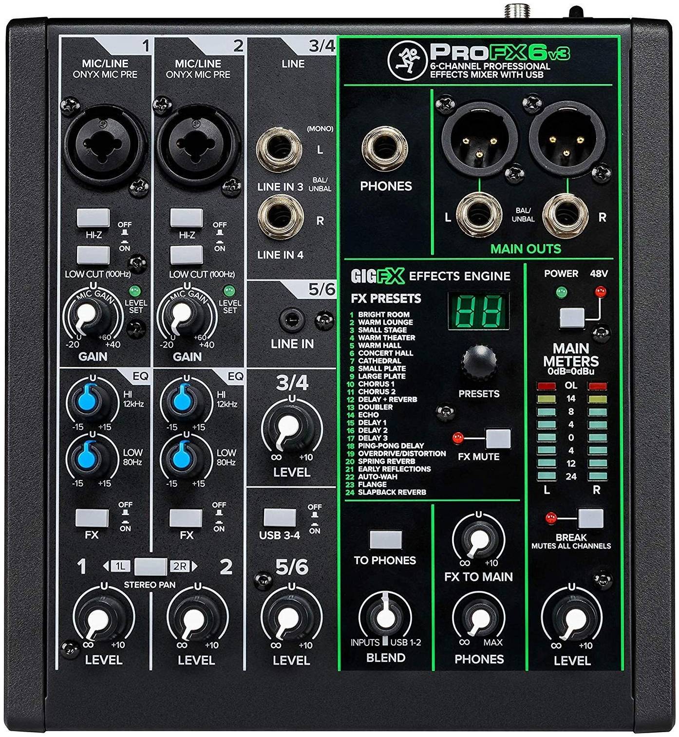 MACKIE ProFX6v3 6-канальный микшер с процессором эффектов