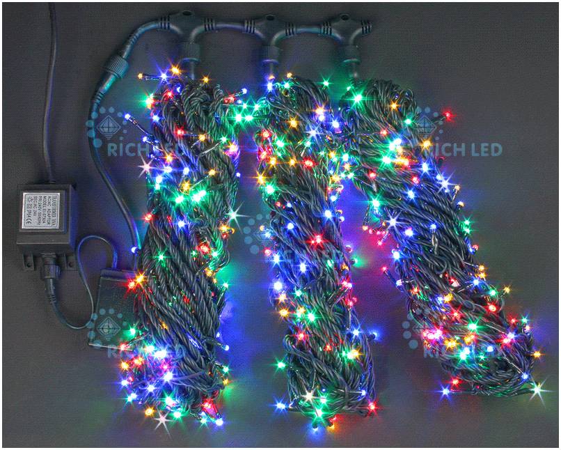 RICH LED RL-S3*20F-G/M Светодиодная гирлянда 3 Нити по 20 м, флэш, МУЛЬТИ
