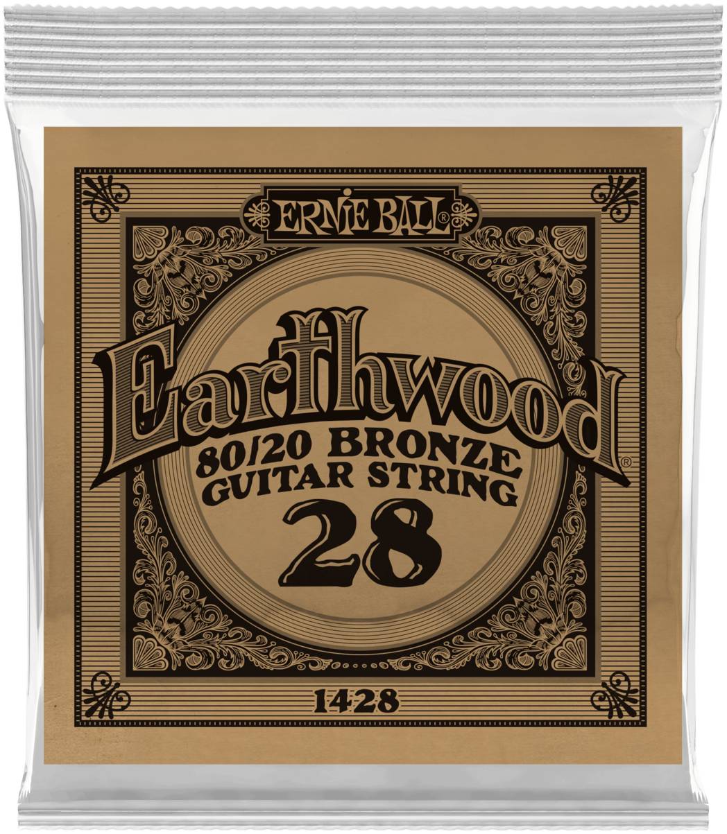 ERNIE BALL 1428 Earthwood 80/20 .028 - Струна одиночная для акустической гитары