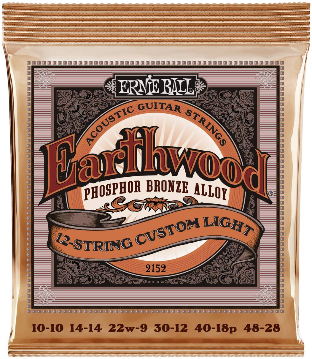 ERNIE BALL 2152 Earthwood Phosphor Bronze Custom Light 10-46 - Струны для акустической 12-струнной гитары