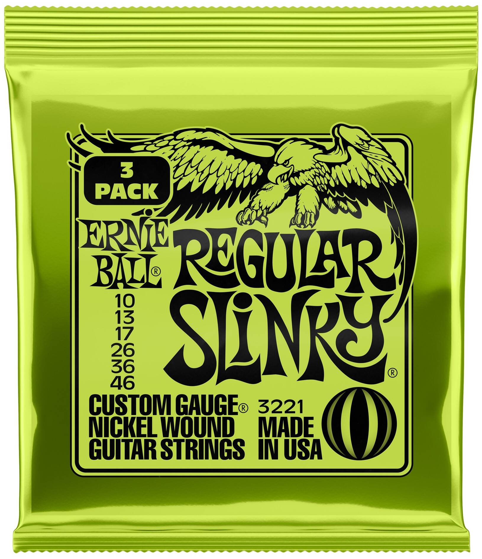 ERNIE BALL 3221 Nickel Wound Slinky Regular 3 Pack 10-46 - Струны для электрогитары
