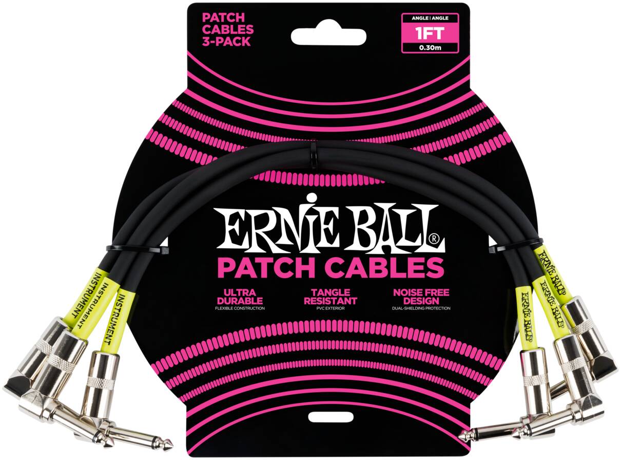 ERNIE BALL 6075, 30см - Инструментальный кабель