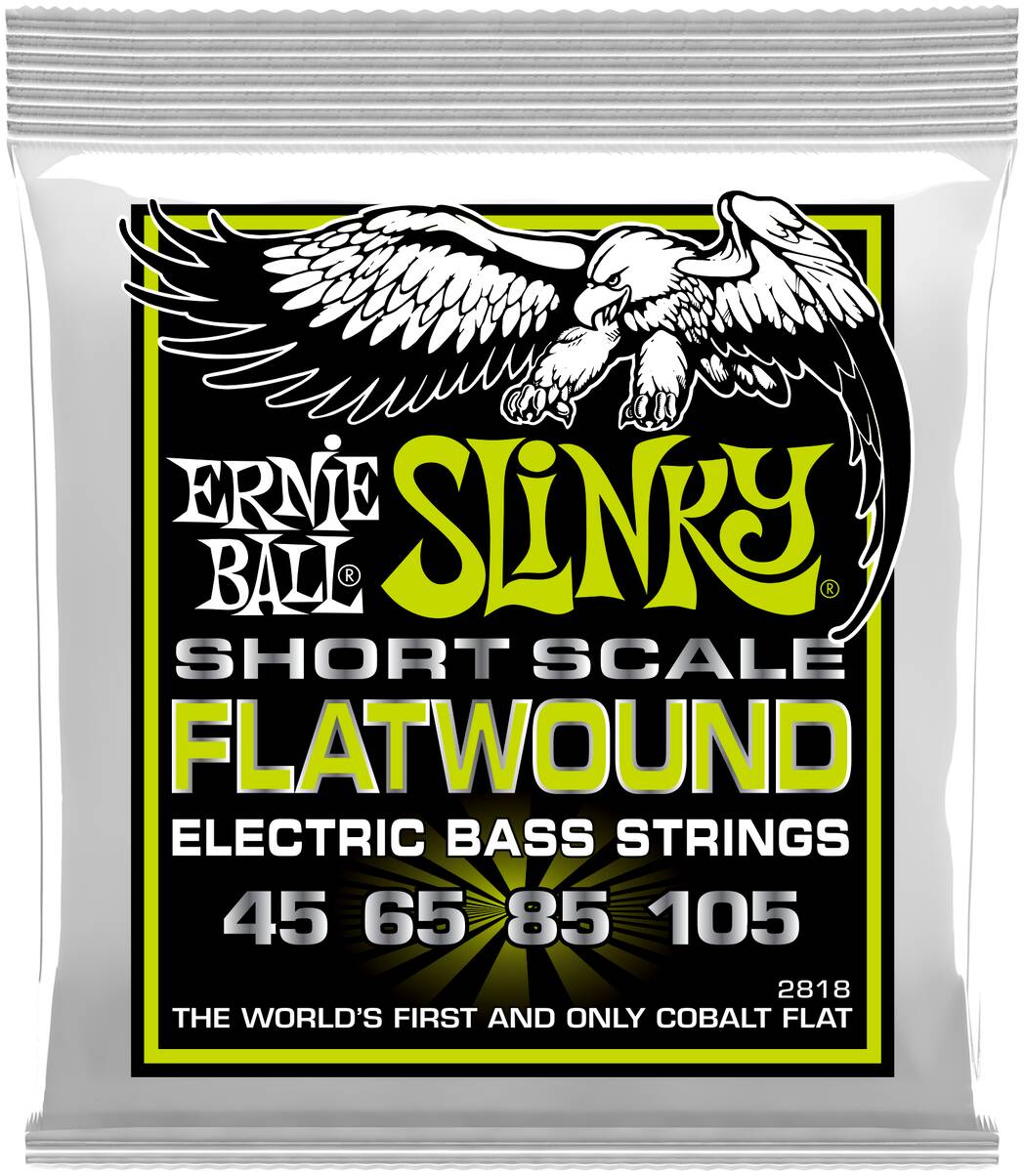 ERNIE BALL 2818 Flatwound Slinky Regular Short Scale 45-105 - Струны для бас-гитары