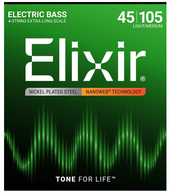 14087 NANOWEB Комплект струн для бас-гитары с мензурой более 34&rdquo;, Medium, 45-105, Elixir
