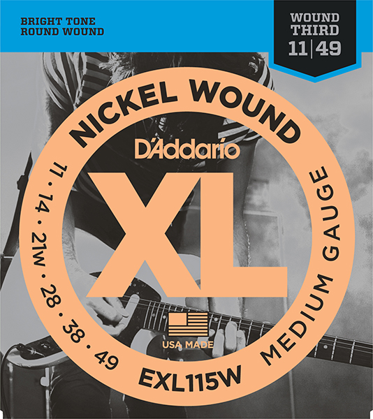 EXL115W XL NICKEL WOUND Струны для электрогитары Blues/Jazz Rock 3rd Wound 11-49 D`Addario