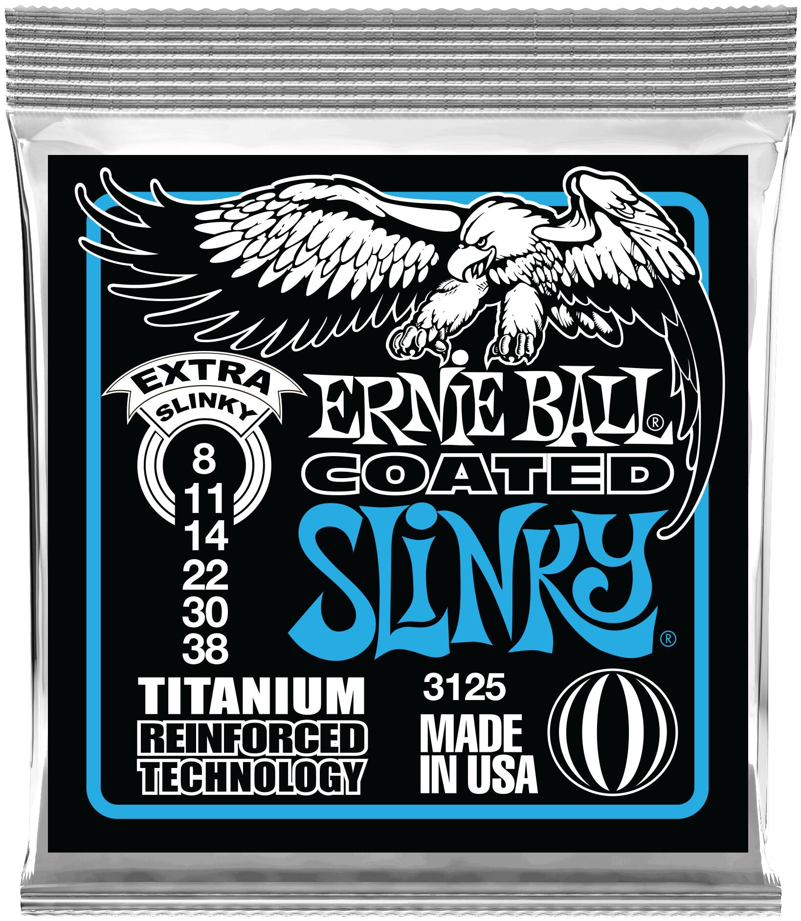 ERNIE BALL 3125 RPS Coated Titanium Slinky Extra 8-38 - Струны для электрогитары