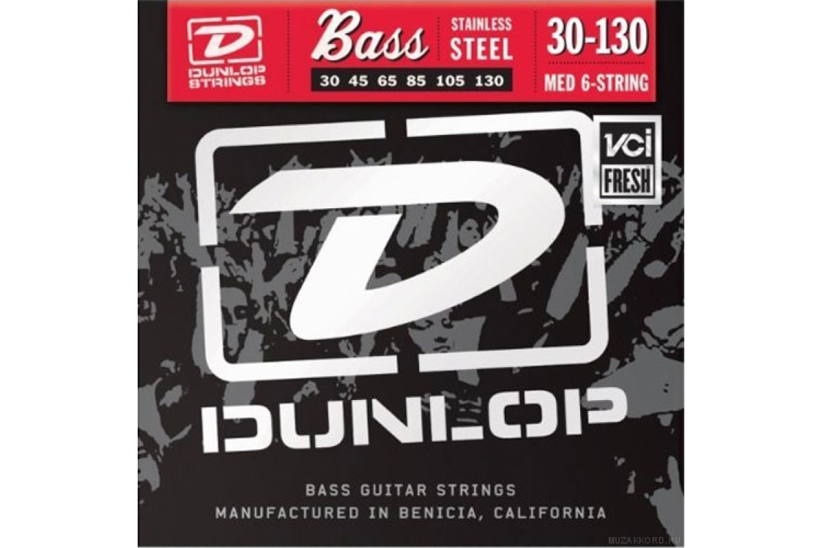 Dunlop DBS Stainless Steel Bass Medium 6 30-130