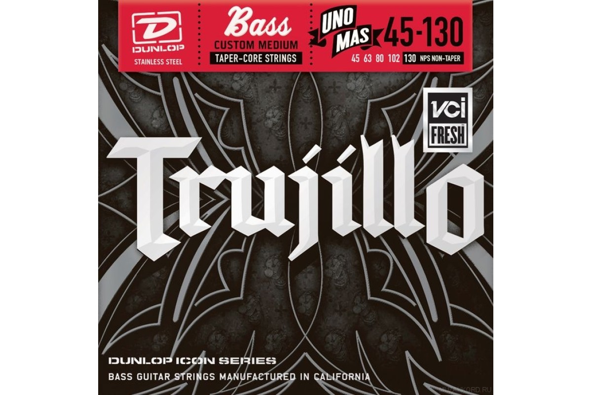 Dunlop RTT Robert Trujillo Icon Medium-SS With Taper Core Una Mas Pack 45-130