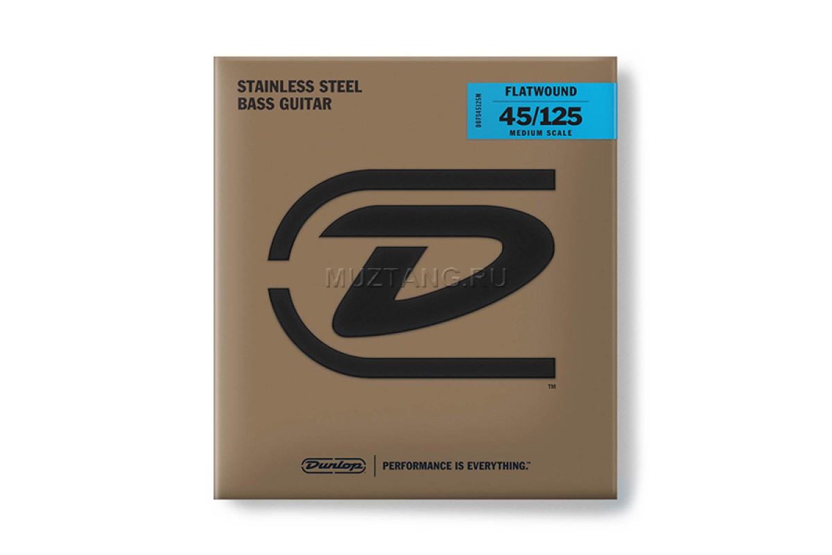 Струны для 5-струной бас-гитары Dunlop DBFS45125M Flatwound Medium Scale, сталь, 45-125