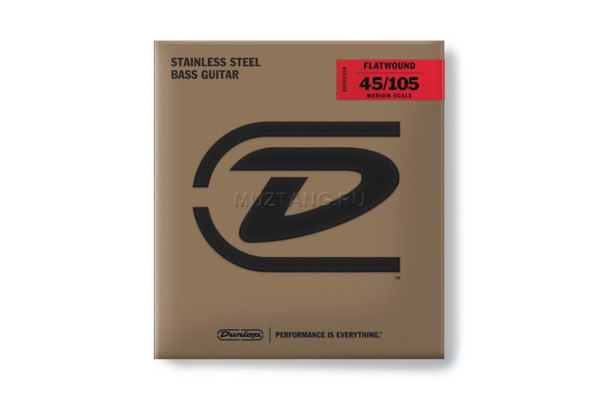 Струны для бас-гитары Dunlop DBFS45105M Flatwound Medium Scale, сталь, 45-105