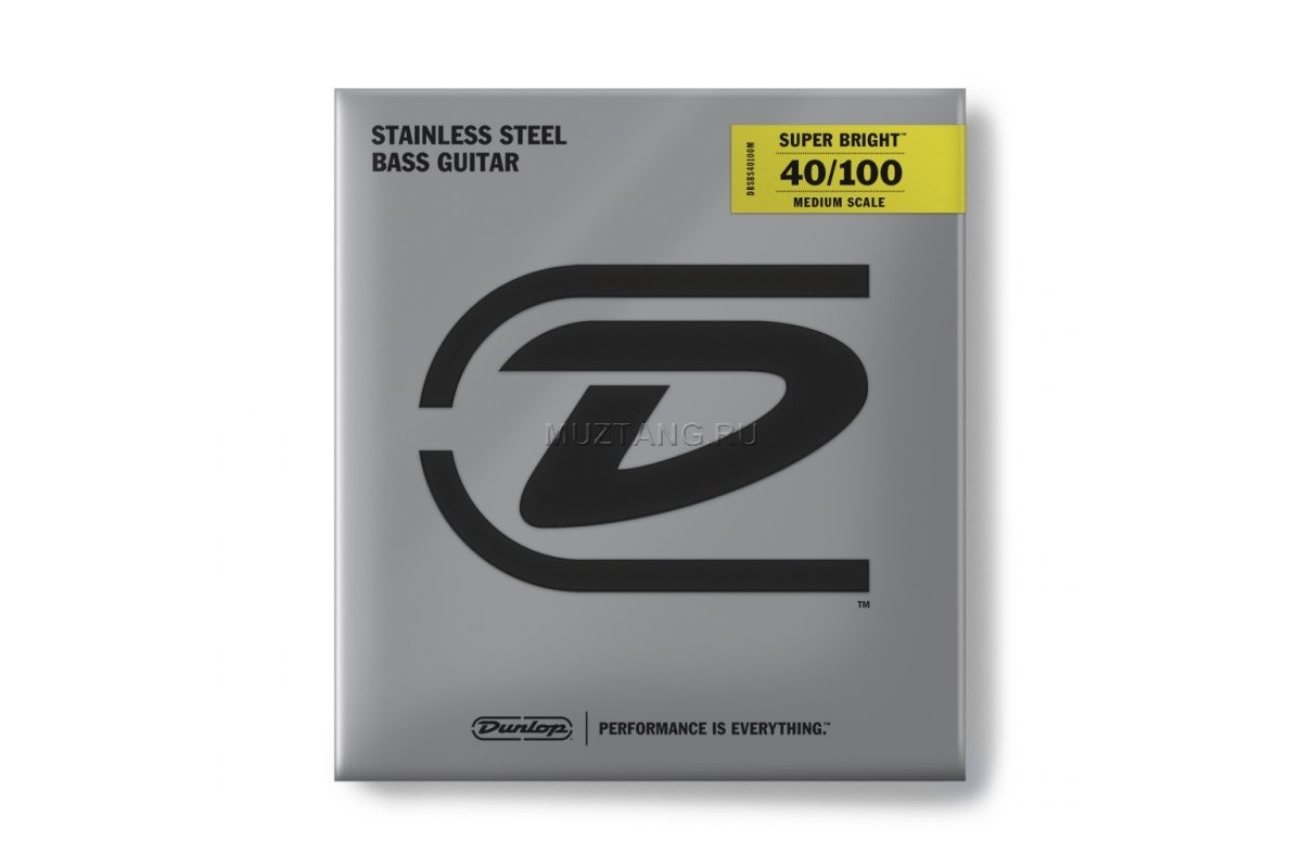 Струны для бас-гитары Dunlop DBSBS40100M Super Bright, нерж.сталь, Medium Scale, 40-100