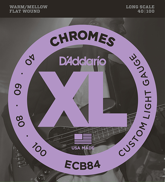 ECB84 Chromes Bass Комплект струн для бас-гитары, Custom Light, 40-100, D'Addario