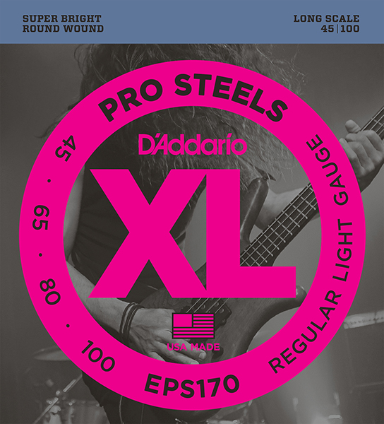 EPS170 ProSteels Комплект струн для бас-гитары, Light, 45-100, Long Scale, D'Addario