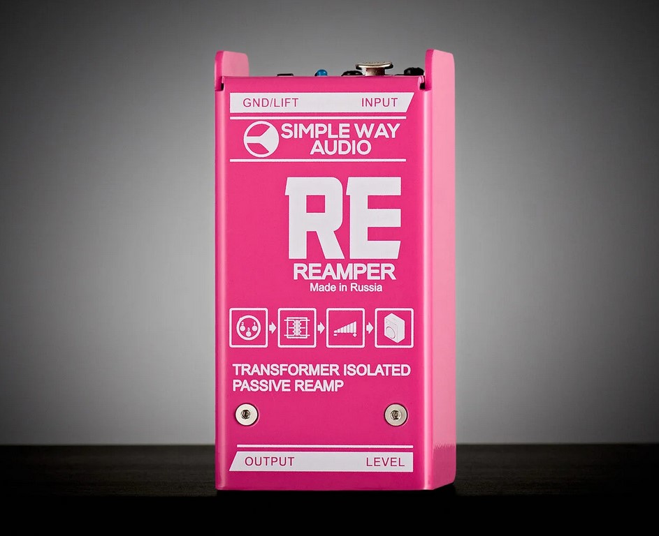 RE-PK Reamper Дибокс, преобразователь сигнала для гитары, пассивный, розовый, Simpleway Audio