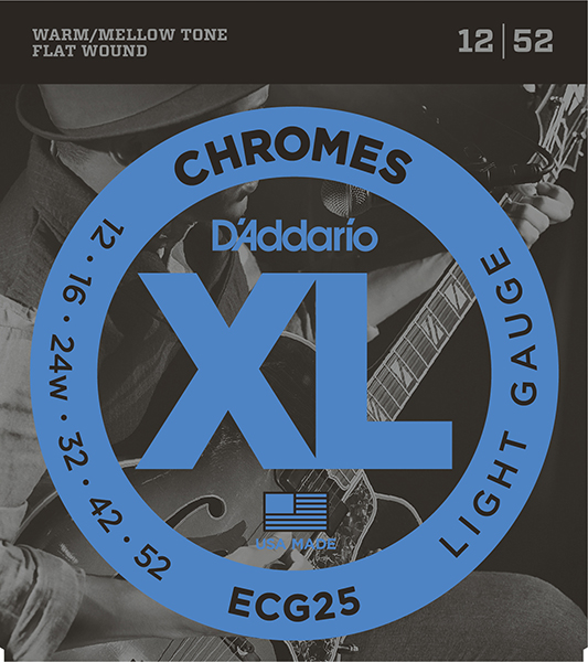 ECG25 Chromes Flat Wound Комплект струн для электрогитары, Light, 12-52, D'Addario