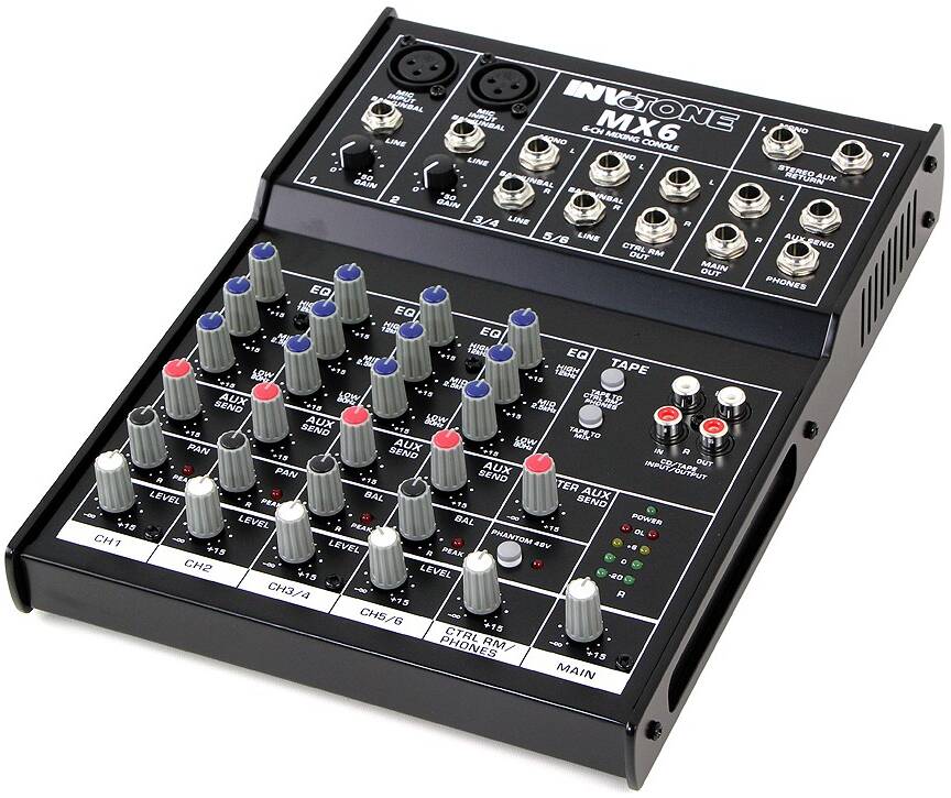 INVOTONE MX6 - микшерный пульт,2 микрофонных входа, XLR и балансный Jack,2...