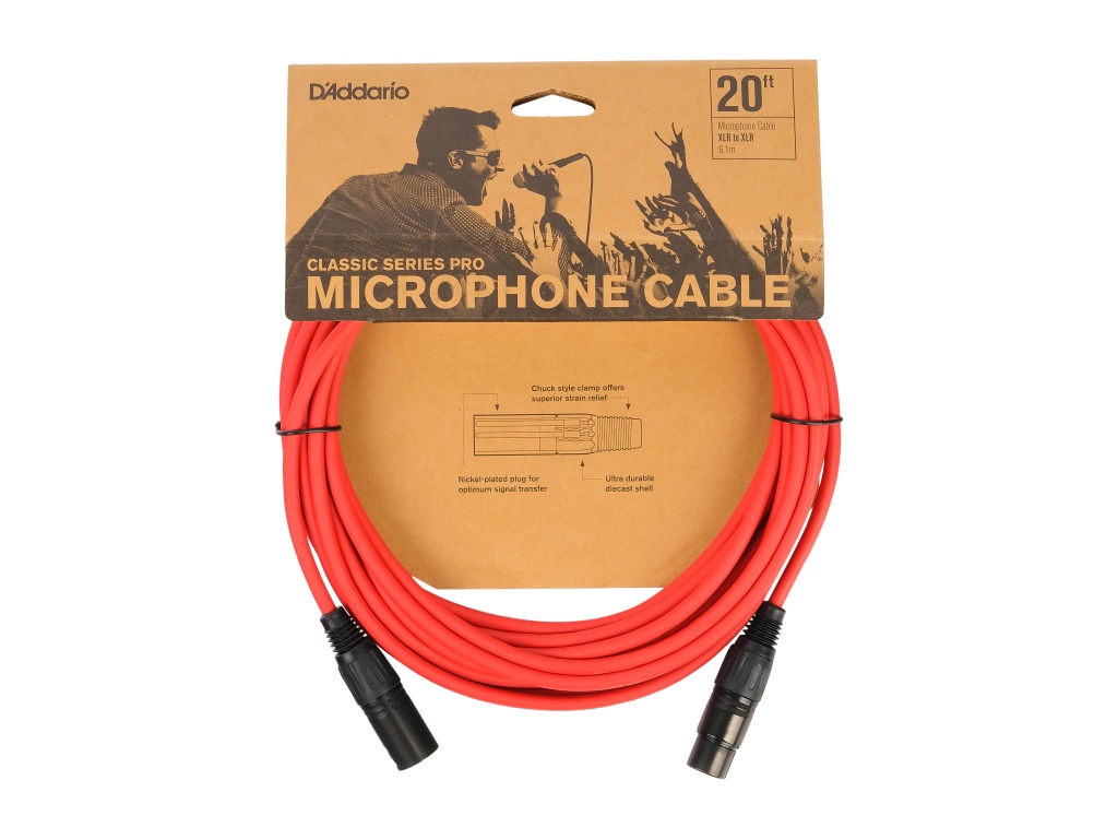 PW-CPMIC-20RD Classic Series Pro Микрофонный кабель, 6м, красный, D'Addario