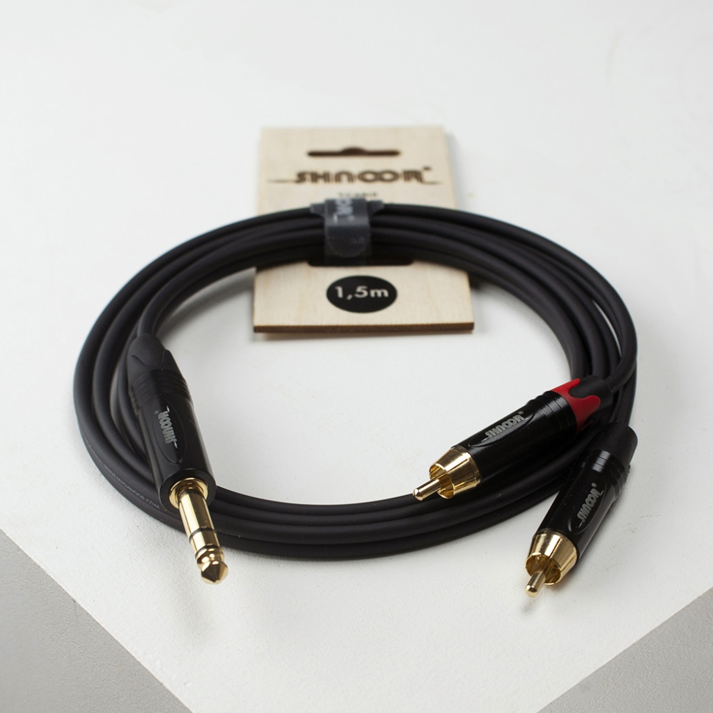 JS2RCA-15m Y-кабель 6,3мм стерео -2хRCA, 15м, SHNOOR