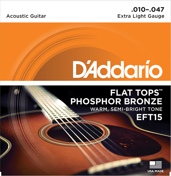EFT15 FLAT TOPS Струны для акустической гитары фосфорная бронза 10-47 D`Addario