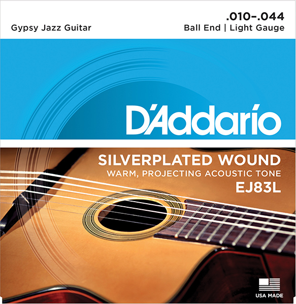 EJ83L Gypsy Jazz Комплект струн для акустической гитары, шарики на концах, Light, 10-44, D'Addario