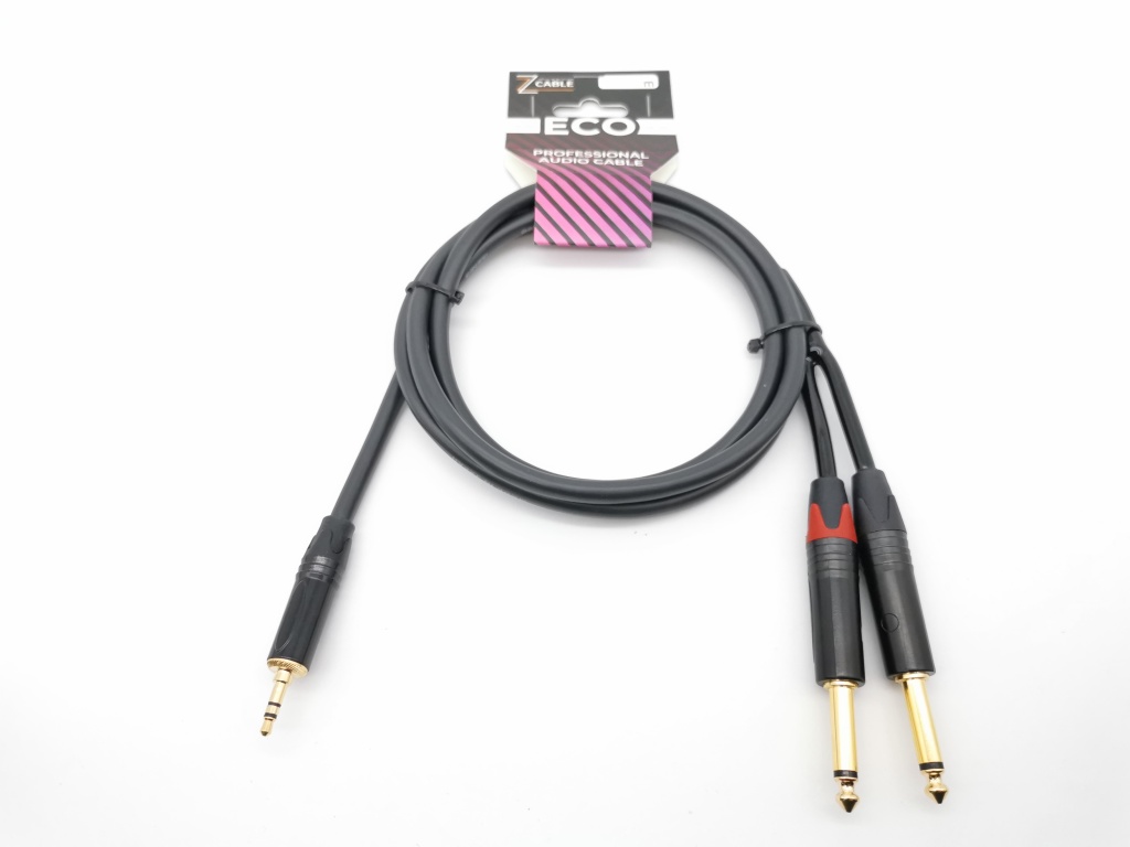 E35-3,5-2J-0100-0 Кабель аудио 3.5-2х6.3мм, 1м, ZZcable